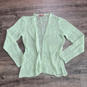 Tape Measure by Anthropologie Mint Open-Knit Cardigan